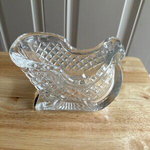 90S Vintage Lead Crystal Decorative Christmas Sleigh Candy Vase